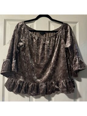 Anthropology Sanctuary Crushed Velvet Peplum Ruffled Size Small Off Shoulder